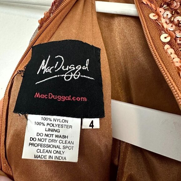 MAC DUGGAL Sequin Plaid Halter Neck Cocktail Dress in Copper Size US 4 - Picture 5 of 8